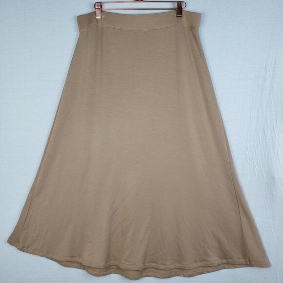 Bleusalt Maxi Skirt A-line Beige Tan Neutral Soft Stretchy Lagenlook size XL - Picture 7 of 9